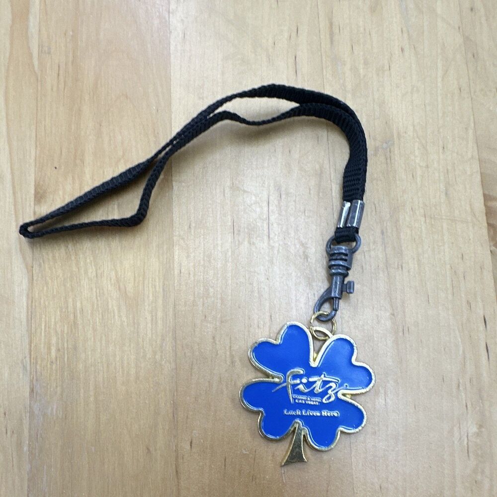 Vintage Fitzgeralds Fitz's Casino Blue Shamrock Lanyard Keychain Reno Nevada